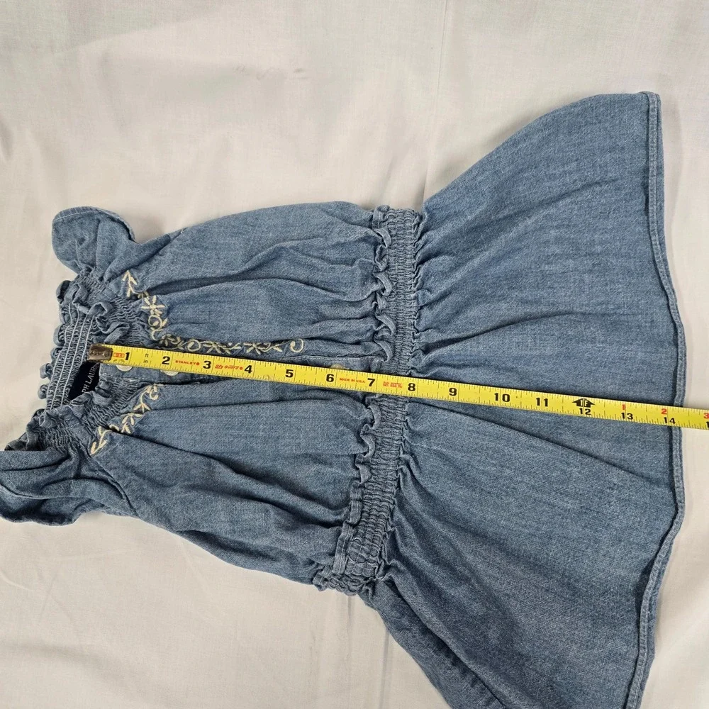 Ralph Lauren Denim Dress Baby Girls Blue Smocked Embroidered Cotton 9M